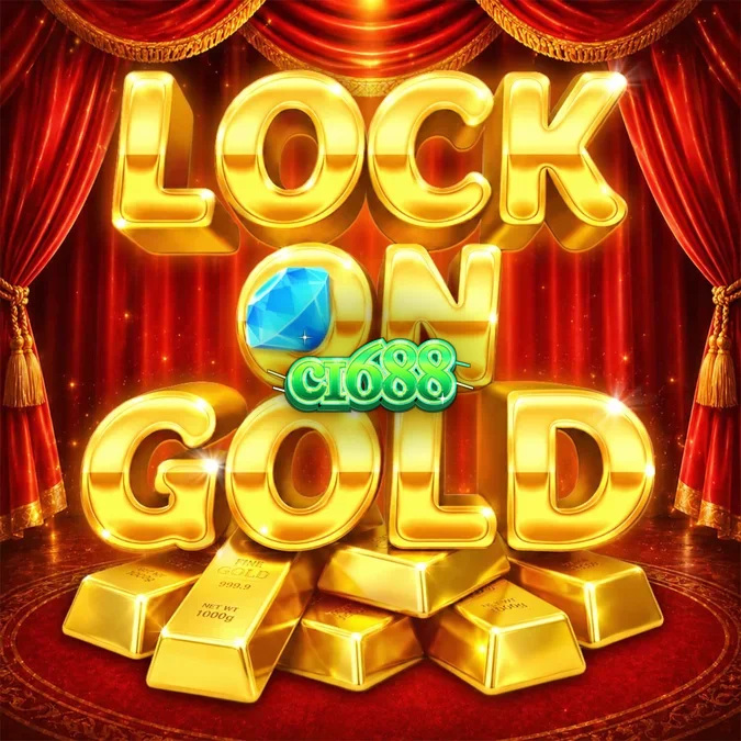 Giao diện trò chơi slot Lock On Gold với các biểu tượng thỏi vàng sang trọng